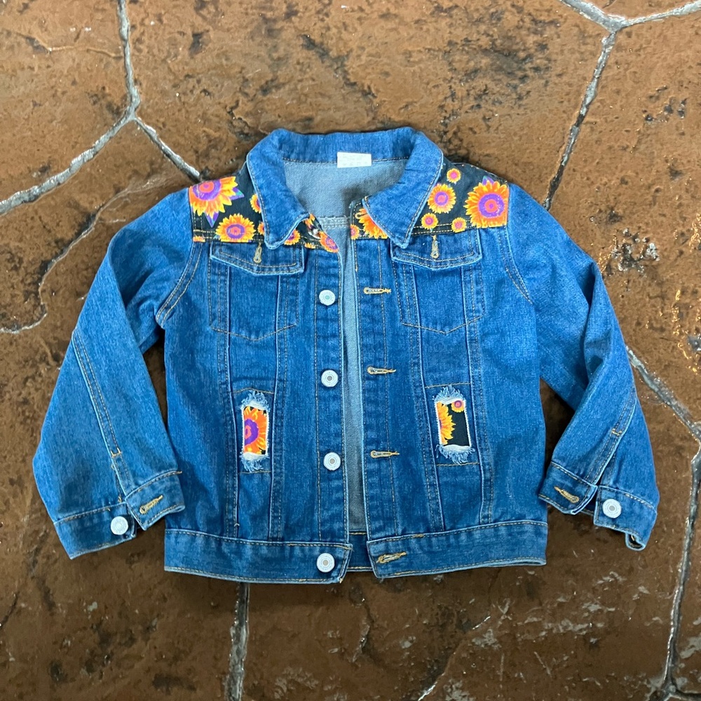 Vintage Sunflower Denim Jacket Kids